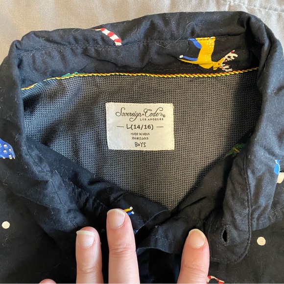 Sovereign Code Boys L 14/16 Christmas Button Long Sleeve Shirt; Astronaut - Picture 9 of 9